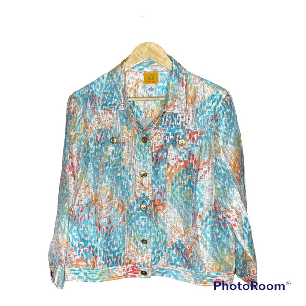 Ruby Rd Woman’s Button down lightweight sheen jacket